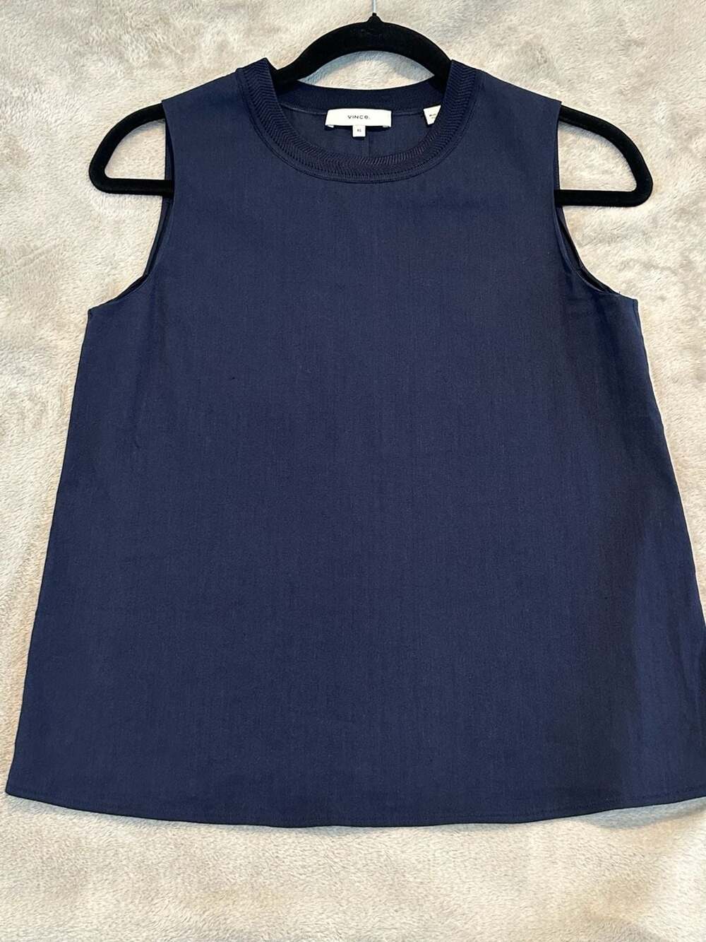 Vince Sleeveless Tank Top Size XS Navy Blue Linen Blend
